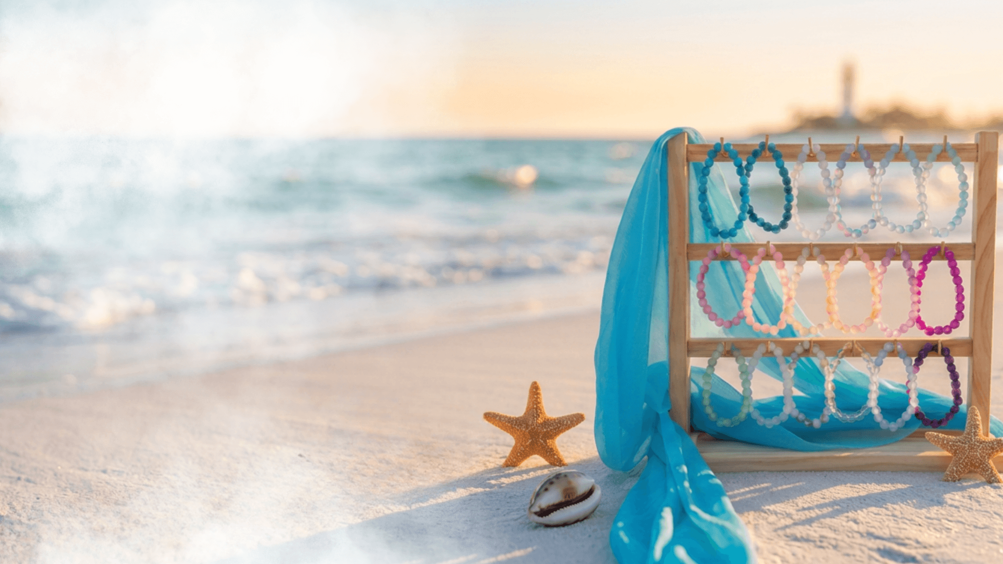 Coastal charm bracelet display for The Lee Boutique charm bar experience